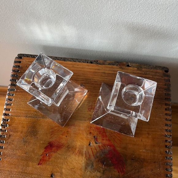 Villeroy & Bach Clear Glass Tapered Candle Holders - Picture 2 of 4